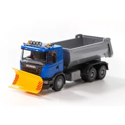 EMEK LEKSAKSBIL TIPPBIL MED PLOG SCANIA BLÅ 1:25