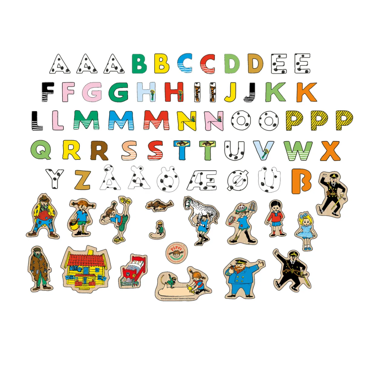 PIPPI MAGNETBOKSTÄVER OCH FIGURER 72 ST