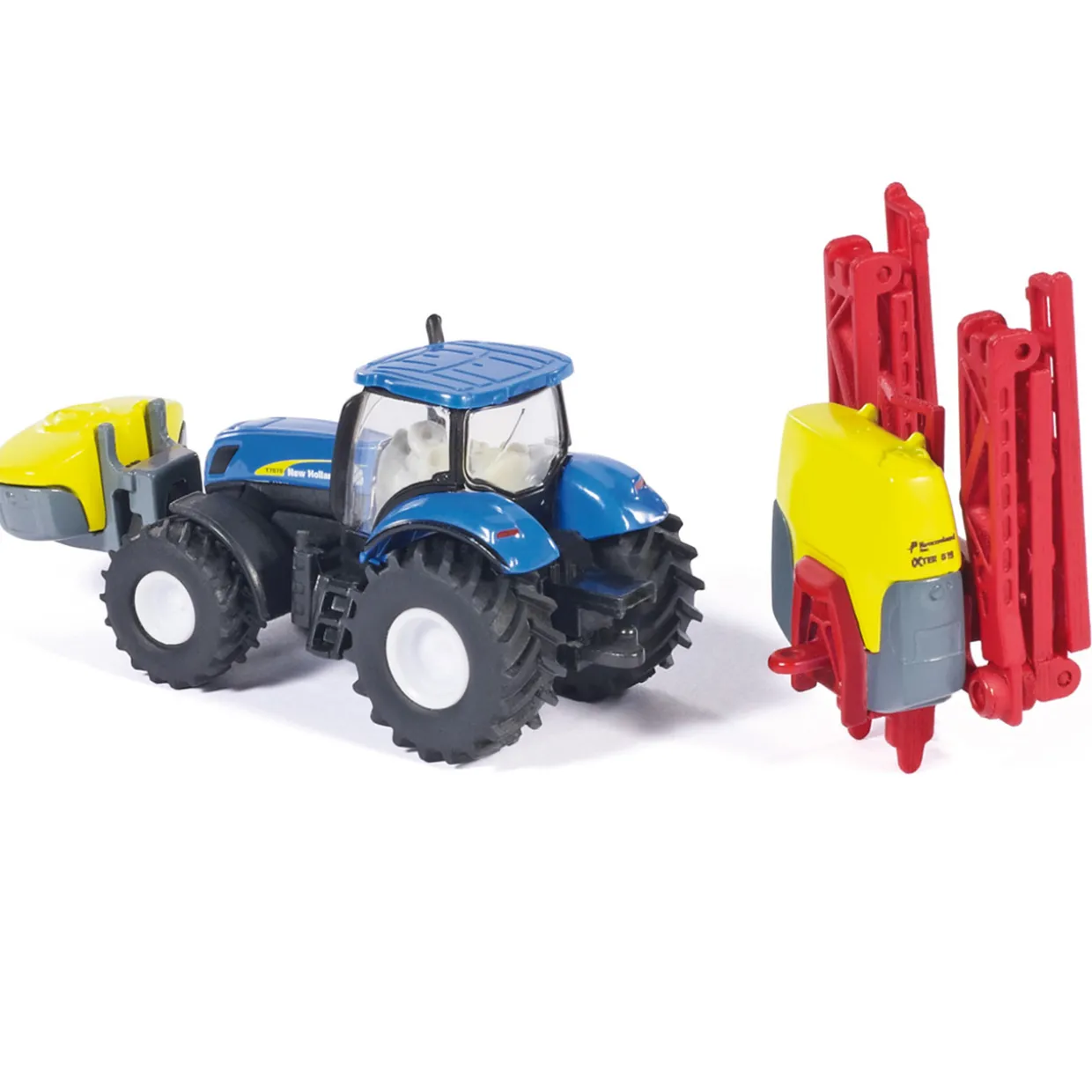 SIKU TRAKTOR NEW HOLLAND MED BESPRUTNINGSSLÄP 1:87